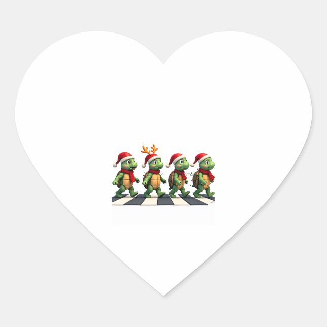 Sticker Cœur Leatherback Sea Turtle Crossing Road Xmas T-Shirt (Devant)