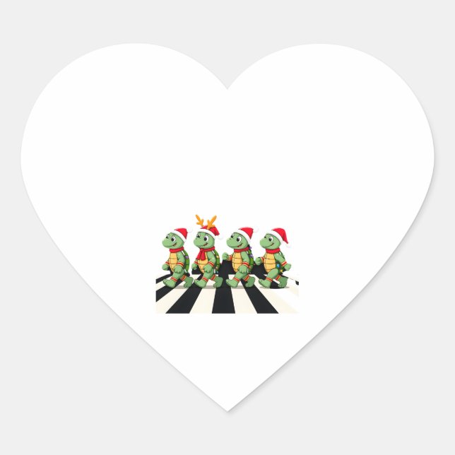 Sticker Cœur Leatherback Sea Turtle Crossing Road Xmas T-Shirt  (Devant)