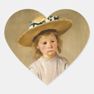 Sticker Cœur L'enfant de Cassatt en Casquette paille - avec un