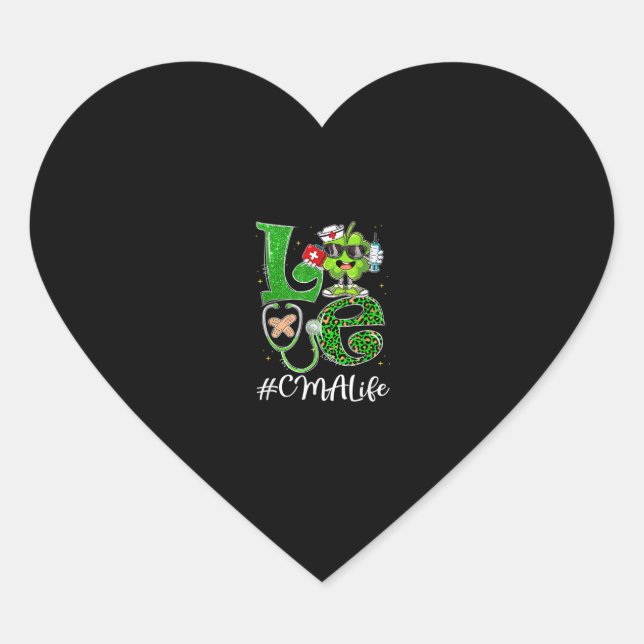 Sticker Cœur Leopard Funny Shamrock Love CMA Life St patrick D (Devant)