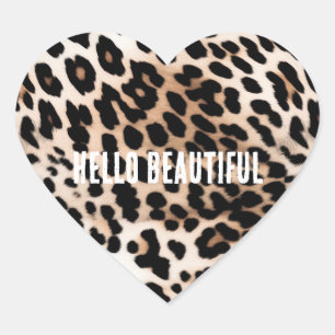 Sticker Cœur Léopard noir crème