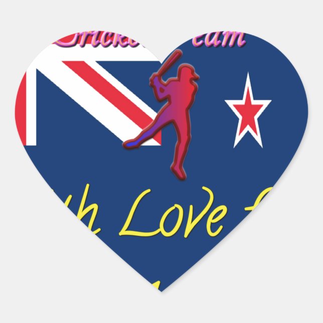 Sticker Cœur L'équipe de cricket néo-zélandaise : L'amour de mo (Devant)