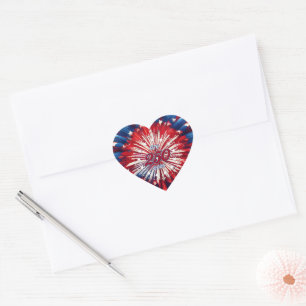 Sticker Cœur Les 250 ans d'Amérique 1776-2026 Feux d'artifice R