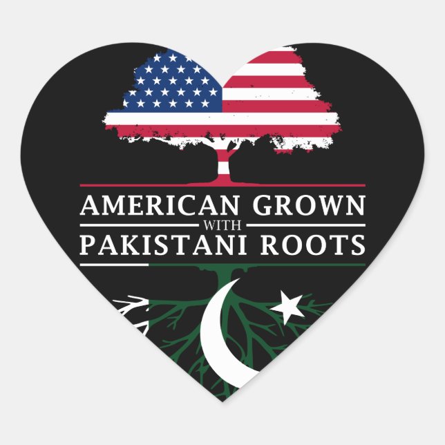 Sticker Cœur Les Américains grandissent avec les racines pakist (Devant)