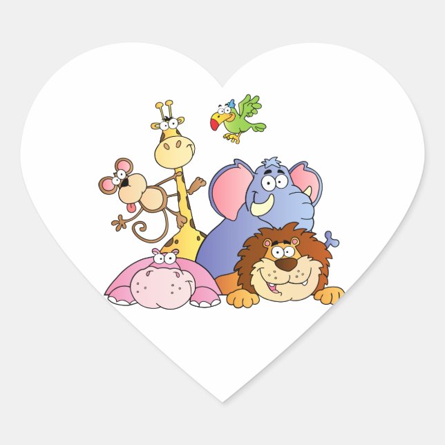 Sticker Cœur Les animaux de la jungle (Devant)