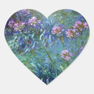 Sticker Cœur Les beaux-arts de Monet fleurissent l'autocollant