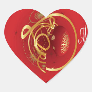 Sticker Cœur Les cloches de Noël rouges Jingle ont un beau jour