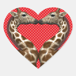 Sticker Cœur Les girafes amoureuses