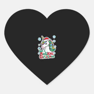 Sticker Cœur Les licornes de Noël ont une fête de Noël magique