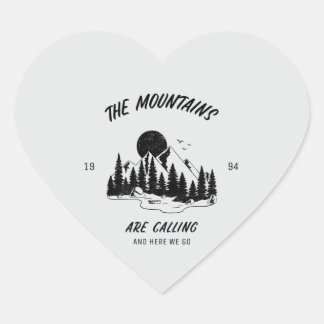Sticker Cœur Les montagnes nous appellent et c'est parti