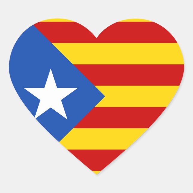 Sticker Cœur "L'Estelada Blava" Drapeau de l'Indépendance Catal (Devant)