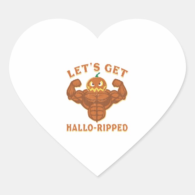 Sticker Cœur Let's Get Hallo Ripped Halloween Workout (Devant)