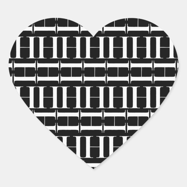 Sticker Cœur Lettre initiale H monogramme (Devant)