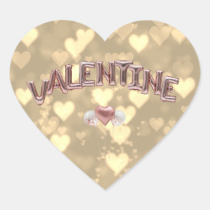 Sticker Cœur LETTRE Valentine Ballons Bokeh Coeurs