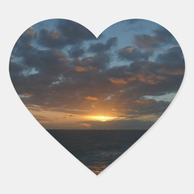 Sticker Cœur Lever du soleil à Sea II Ocean Seascape (Devant)