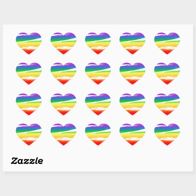 Sticker Cœur Lgbt Rainbow Heart Brush Effet (Feuille)