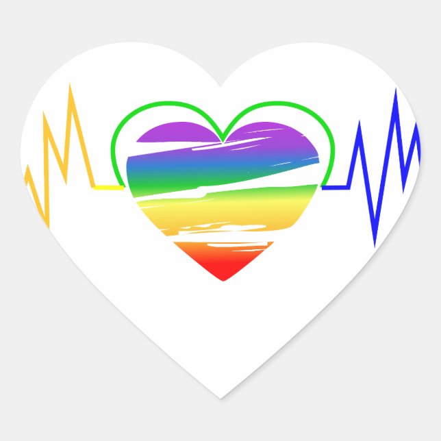 Sticker Cœur Lgbt Rainbow Heart Line (Devant)