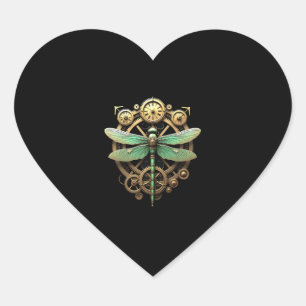 Sticker Cœur Libellule Steampunk Art Victorien Mécanique à Vape
