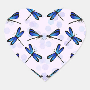 Sticker Cœur libellules bleues
