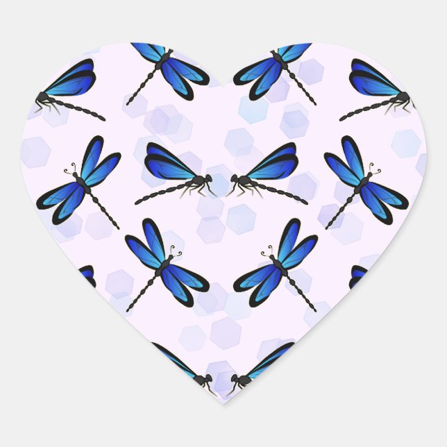 Sticker Cœur libellules bleues (Devant)