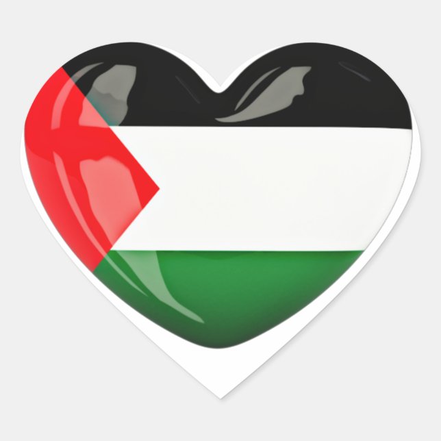 Sticker Cœur Libérez la Palestine. Drapeau palestinien en forme (Devant)