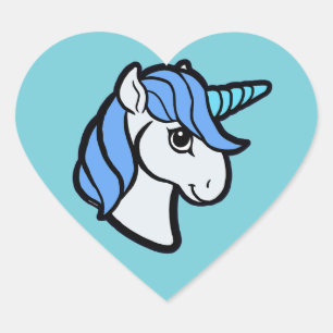 Sticker Cœur Licorne bleue