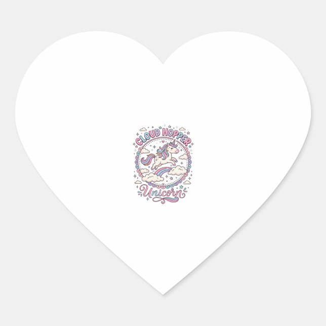 Sticker Cœur Licorne Cloud Hopper Licorne Ludique Cadeau Mignon (Devant)