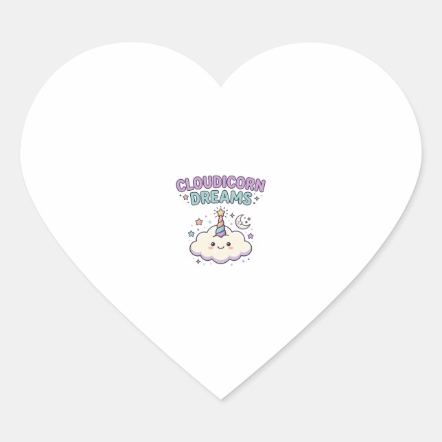 Sticker Cœur Licorne Cloudicorn Rêves Tendance Graphique Tee De (Devant)