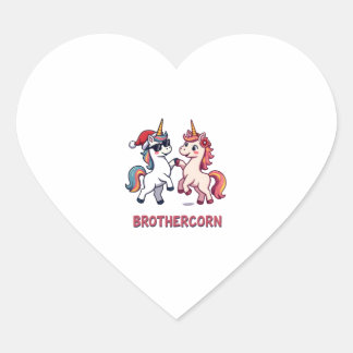 Sticker Cœur Licorne de frère-corn Pyjama de famille assorti No