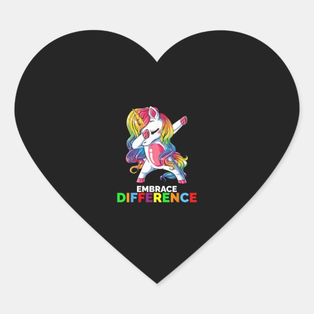 Sticker Cœur Licorne de la différence Embrasser la sensibilisat (Devant)