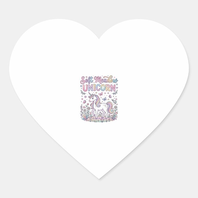Sticker Cœur Licorne Douce Prairie Licorne Adorable Conception  (Devant)