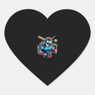 Sticker Cœur Licorne En Colère Cool Jouant Au Baseball Balle Ba