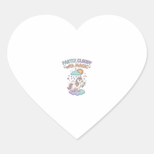 Sticker Cœur Licorne en partie nuageux avec un T-shirt tendance