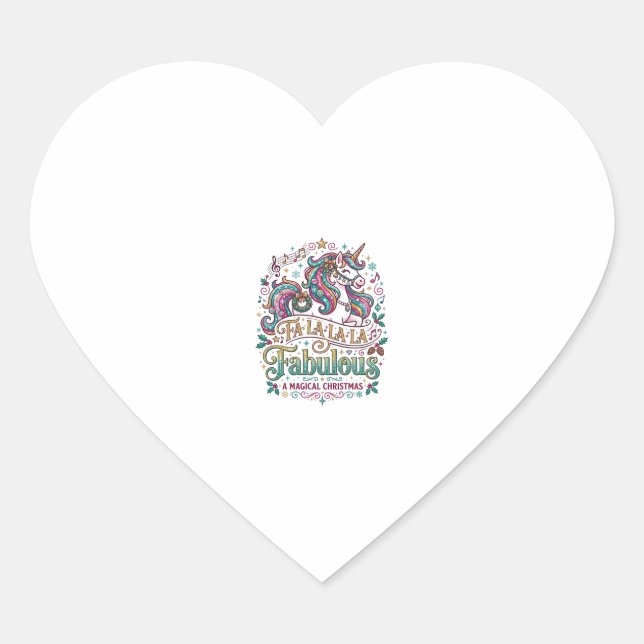 Sticker Cœur Licorne Fa La La La Fabuleux Fond Blanc Mignon (Devant)