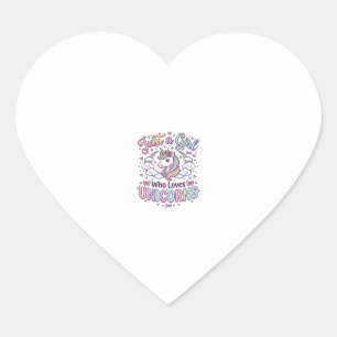 Sticker Cœur Licorne Juste une Fille Qui Aime Licornes Fond Bla
