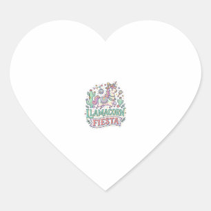 Sticker Cœur Licorne Llamacorne Fiesta Vecteur Premium POD Artw