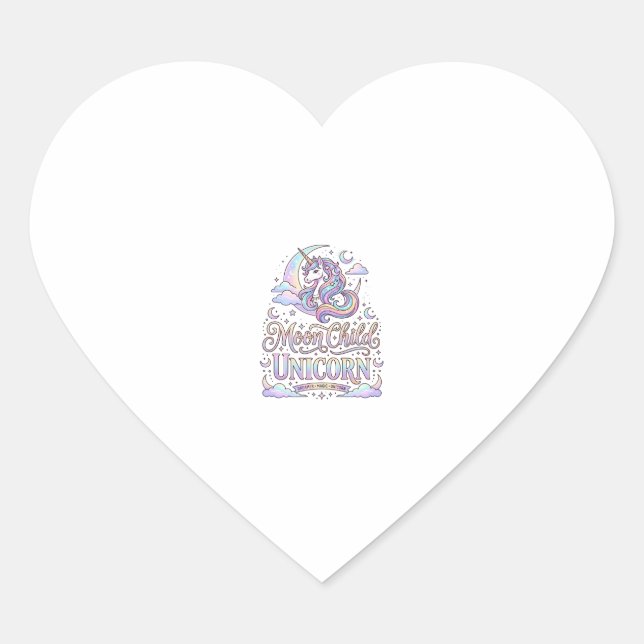Sticker Cœur Licorne Lune Enfant Licorne Conception Originale Z (Devant)