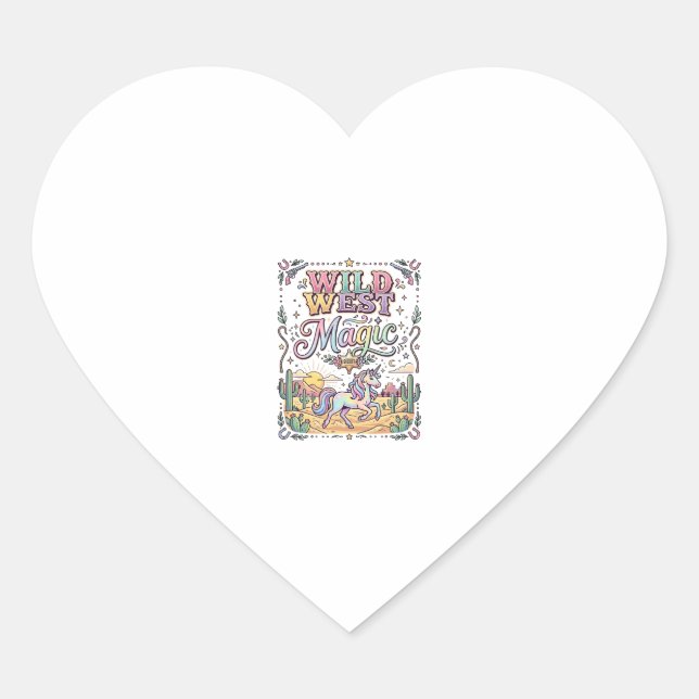 Sticker Cœur Licorne Magie Far West Original (Devant)