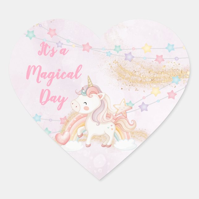 Sticker Cœur Licorne Magique (Devant)