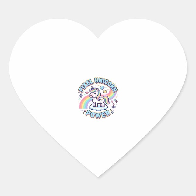 Sticker Cœur Licorne Pixel Licorne Puissance Conception Graphiq (Devant)