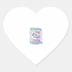 Sticker Cœur Licorne rêve grand petit cadeau licorne idée vecte