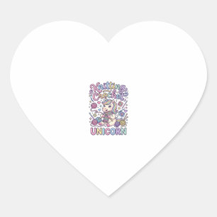 Sticker Cœur Licorne Tricot Crochet Licorne Charmant Blanc Ba