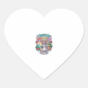 Sticker Cœur Licorne Tropical Licorne Évasion POD Prêt POD Artw