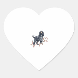 Sticker Cœur Ligne de battement de coeur de chien Afghan Hound