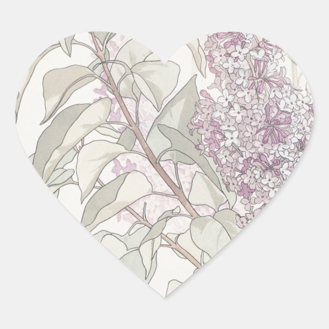 Sticker Cœur Lilac botanique (Devant)
