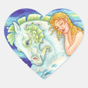 STICKER CŒUR L'IMAGINAIRE DE MARINE MERMAID À MERHORSE, SEAHORS
