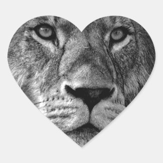 Sticker Cœur Lion noir et blanc