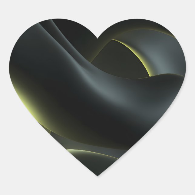 Sticker Cœur Liquid Chrome Abstract: Dark Iridescence (Devant)