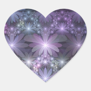 Sticker Cœur Lit de fleurs tendance brillant art fractal abstra