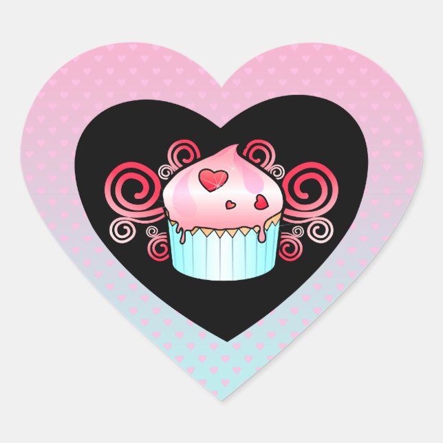 Sticker Cœur "Litle Cupcake" (Devant)